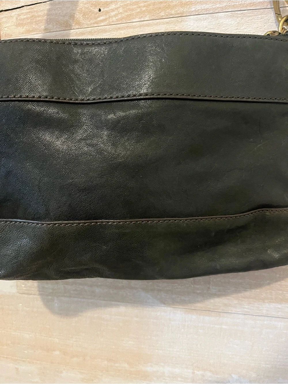Fossil Green Leather Crossbody with Chain Detail - Picture 6 of 9